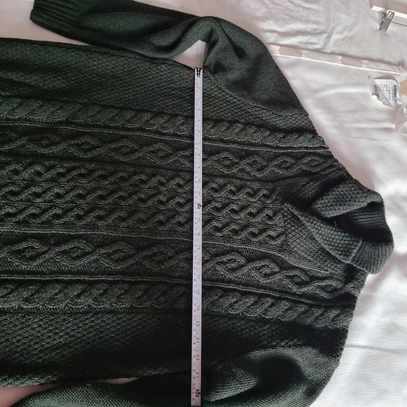 Paolo Mondo Fisherman Knit Wool Blend Green Sweater Made in Italy Size XL NWOT